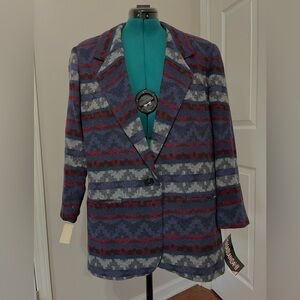 NWT Vtg. Casablanca II Women’s Size 38/18W Wool Blend Southwestern Blazer Jacket